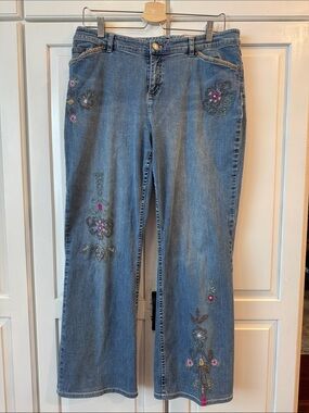 JJill Embroidered Floral Women’s‎ Jeans - limited edition. Unique. Waist 32